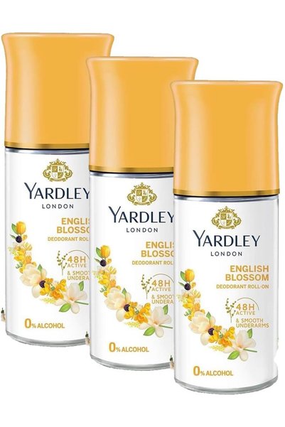 YARDLEY English Blossom Roll On، مضاد للتعرق، عطر منعش برائحة الزهور، حماية م...