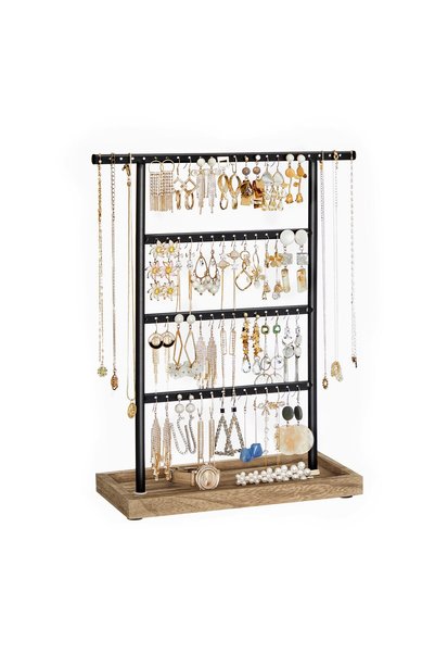 SONGMICS Jewelry Organizer, 4-Tier Earring Holder Organizer Stand with Base T...