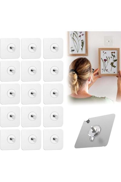 Generic 50Pcs Upgrade Drill Free Adhesive Hooks, Reusable Adhesive Wall Mount...
