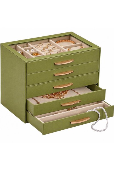 Lolalet Jewelry Storage Box for Women, 4-Layer Jewelry Organizer with Drawers...
