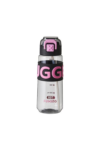 Generic Plastic Straw Sports Water Bottle, One-Touch Push Button Lid, BPA-Fre...