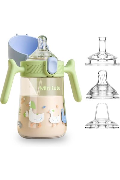 Generic Baby Sippy Cup 240ml with Weighted Straw, 3-in-1 Spill-Proof & Leak-P...