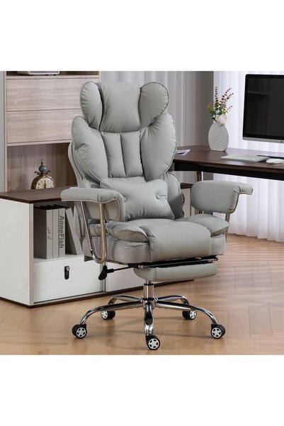 Bukela Off White Ergonomic Office Chair, Modern Executive Desk Chair with Com...