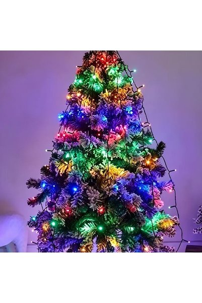 KMT Ghirlandă luminoasă LED cu fir verde, 50 becuri multicolore, tensiune joa...