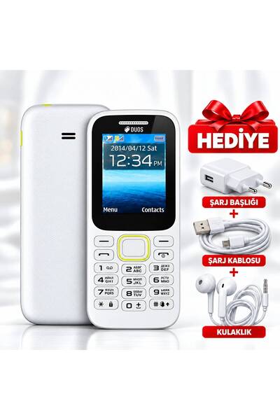 Samsun 📱 Duos Tuşlu Cep Telefonu Beyaz Çift Sim Kartlı – Şarj Başlığı Şarj K...