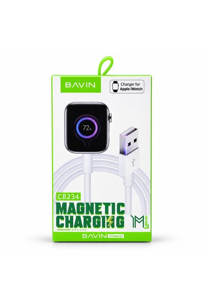 Bavin CB234 Magnetic USB-A Charging Cable for Apple Watch, 1 m, White