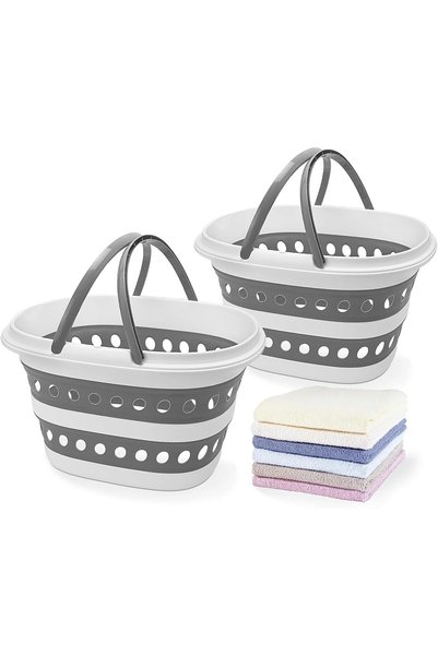Generic Collapsible Laundry Basket 2 Pack, Pop-Up Hamper with Handle, Compact...