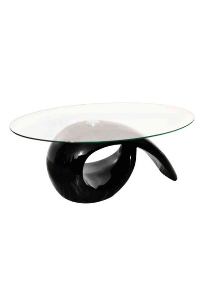 vidaxl Măsuță de cafea cu blat oval din sticlă, negru lucios