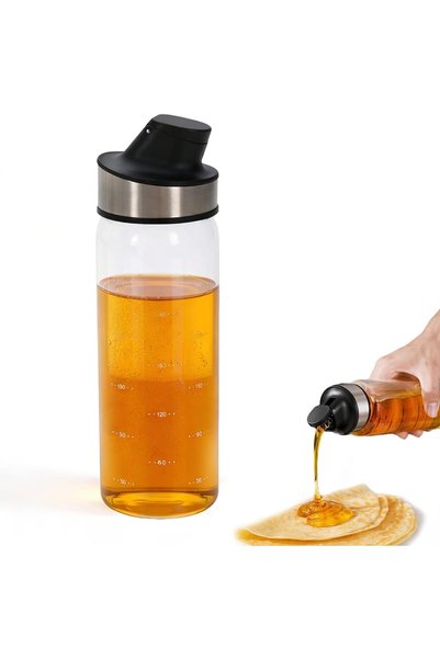 Generic موزع عسل بغطاء يفتح تلقائيًا، وعاء زجاجي شفاف لشراب القيقب، وعاء صب ا...