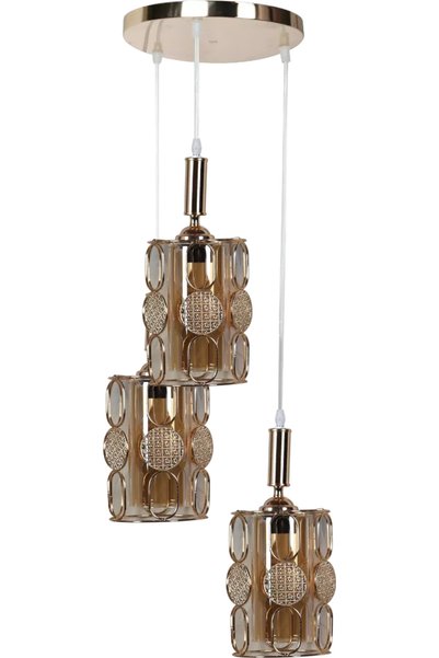 Generic Brand Modern Gold Stainless Steel Three-Way Fixture + E27*3 Glass