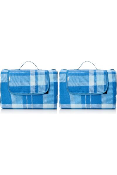 Generic Picnic Blanket with waterproof backing, 175 x 200 cm, Blue (Pack of 2)