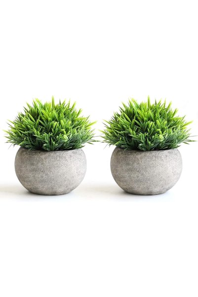 Generic 2PCS Mini Artificial Plants – Faux Plants in Pots with Zero Maintenan...