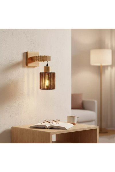 Generic Brand Wooden Straw Wall Sconce Lighting E27*1L