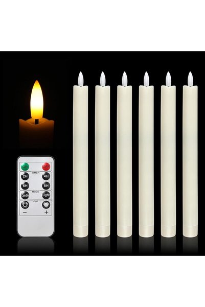Generic LED Flameless Taper Candles with Remote, 6 PCS Ivory Candle Sticks Ba...