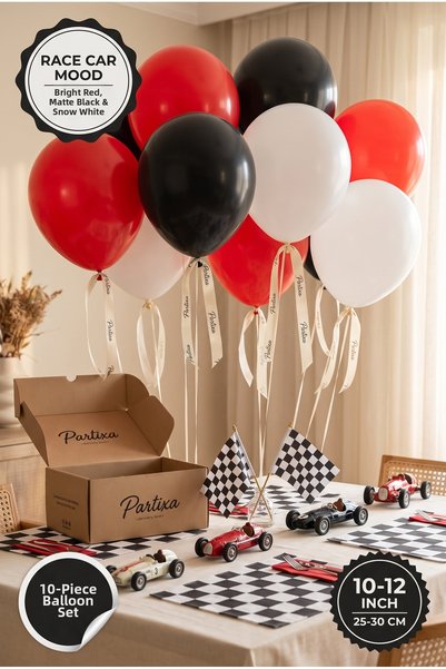 Partixa Race Car Concept 10-Pack Latex Balloon Set Matte Natural Latex Speed ...
