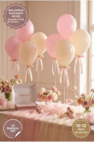 Partixa Ballerina-Themed 10-Pack Latex Balloon Set—Matte Natural Latex Elegan...