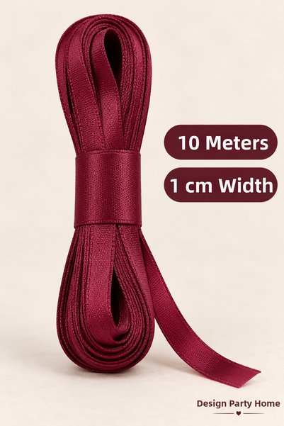 Dizayn Parti Evi 10 Meters 1 cm Ribbon for Gift Wrapping and Decorating—Pink,...
