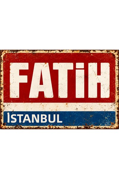 Lucena Tablou de perete din metal cu aspect vintage „Fatih Istanbul”, placă d...