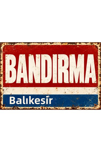 Lucena Bandırma Balıkesir – Placă metalică de perete în stil retro, placă dec...