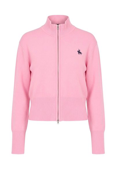 Trendyol Collection Cardigan tricotat cu fermoar și broderie cu cal roz TWOAW...