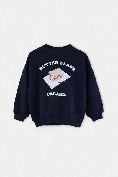 TRENDYOLKIDS Navy Blue Boys' Plain Knitted Sweatshirt Tkdaw27Sw00109