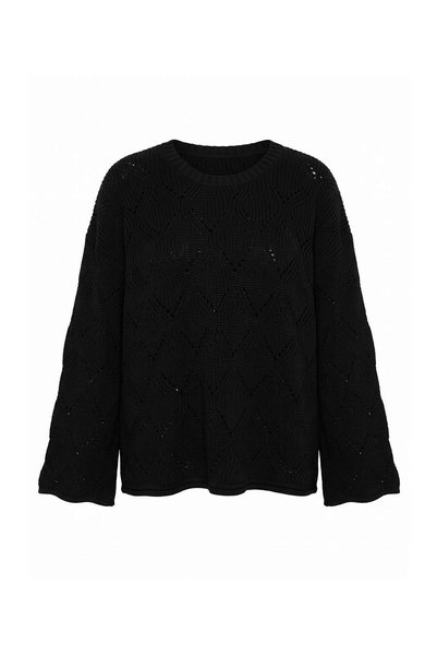 Trendyol Curve Pulover negru ajurat/perforat TBBAW26AN00071