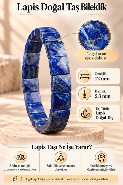 OSMANLI GÜMÜŞ Women's Men's Natural Stone Bracelet Lapis Women's Men's Natura...