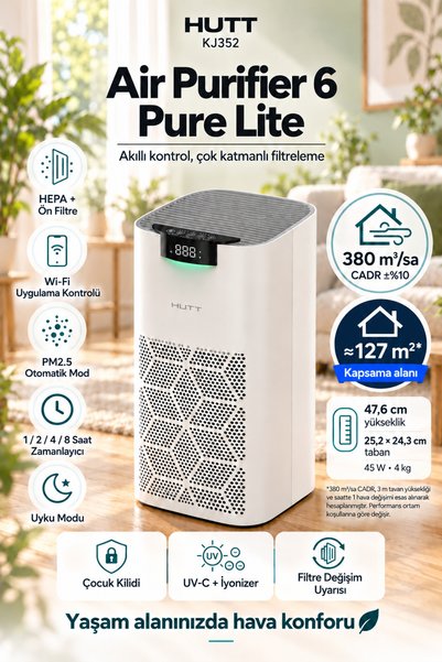 HUTT Air Purifier 6 Pure Lite Akıllı Hava Temizleyici KJ352 Türkiye Garantili