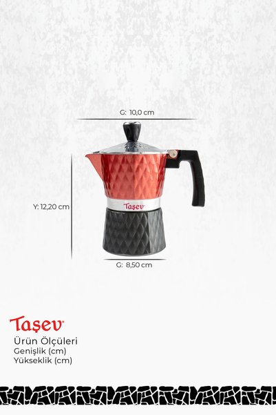 Bambum Taşev TT1204 Diamante Moka Pot 3 Fincan