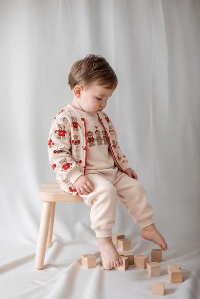 mumbino Unisex Baby 3-Piece Set with Teddy Bear Print and Zipper