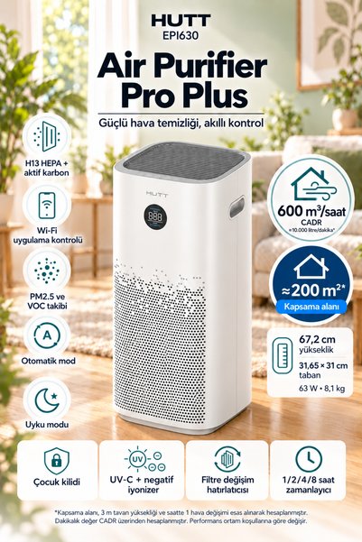 HUTT Smart Air Purifier Pro Plus Akıllı Hava Temizleyici ( Türkiye Garantili )