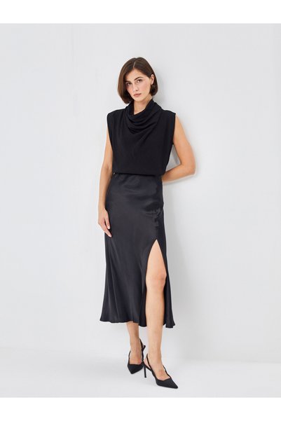 LC Waikiki Two Mt Shop Quality Lcw Vision Black Plain Midi Women's Skirt