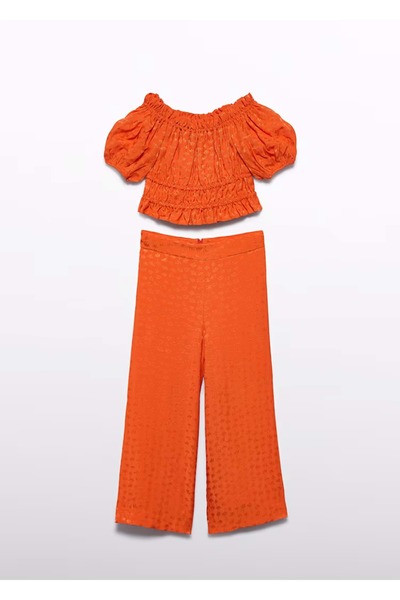Abel & Lula Girl's Top and Bottom Pants Set Orange