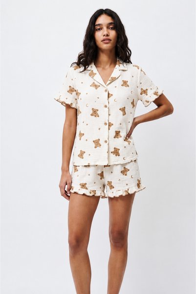 Şeker Portakalım Women's Patterned Trendy Snow White Pajama Set
