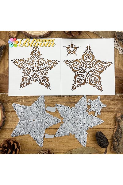 Choice Beautiful Christmas Stars Lace Hollow Metal Cutting Dies Scrapbooking ...
