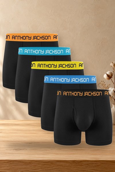 AJ X GF Men's Long Leg Boxer Briefs, 5-Pack, Stretch Fabric Cotton, Breathabl...