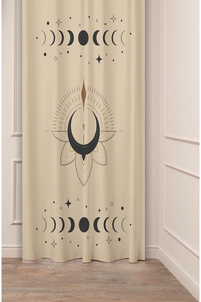 GREENDECOR Богемска мандала с луна, звезда, нур и лотосово цвете, дигитално о...