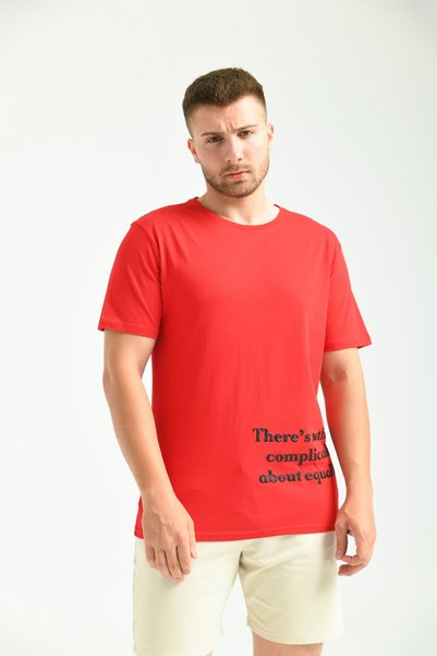 MOVİMENT Red Printed Regular Fit T-Shirt