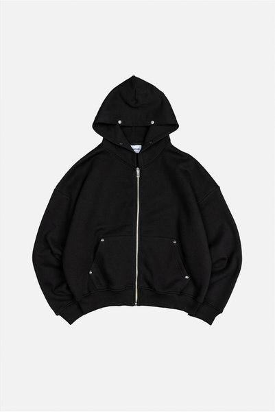 Crupt Studio Nocturne Siyah Boxy Crop Erkek Zip Hoodie Ceket