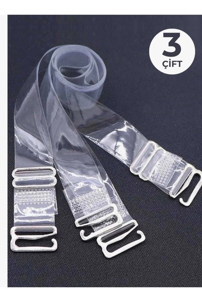 Genel Markalar Şeffaf Sütyen Askısı 3'lü paket metal başlıklı