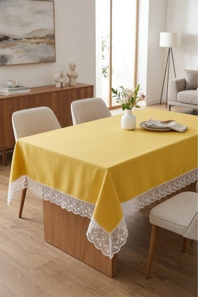 Rona Home Αδιάβροχο και ανθεκτικό στους λεκέδες τραπεζομάντηλο με δαντέλα, απ...