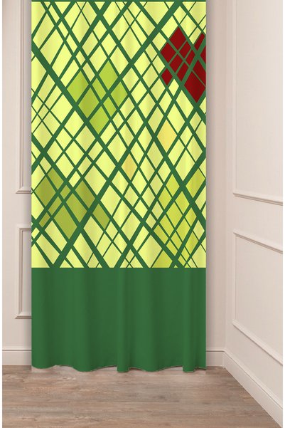 GREENDECOR أشكال خطية هندسية تصميم خاص منقوشة مطبوعة رقمية (جناح واحد) ستارة ...