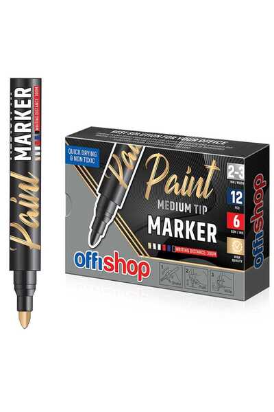 S COOL Set de 12 markere permanente cu vopsea aurie, vârf de 2/3mm, 12 buc/cu...