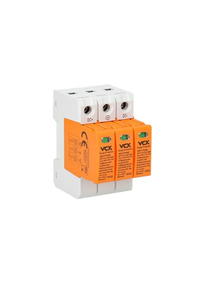 vcx Photovoltaic DC T1T2 3P overvoltage limiter, B+C 12.5kA 1200V red