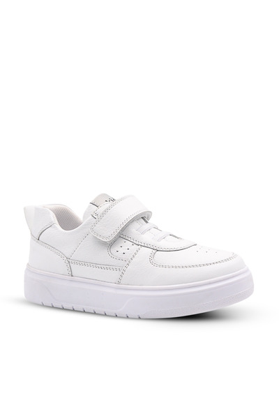 kids A more Stones Single Velcro Leather Unisex Children's Shoes White