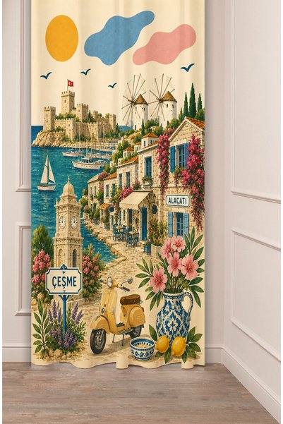 GREENDECOR Cortina de fundal estetică imprimată digital cu motivuri inspirate...