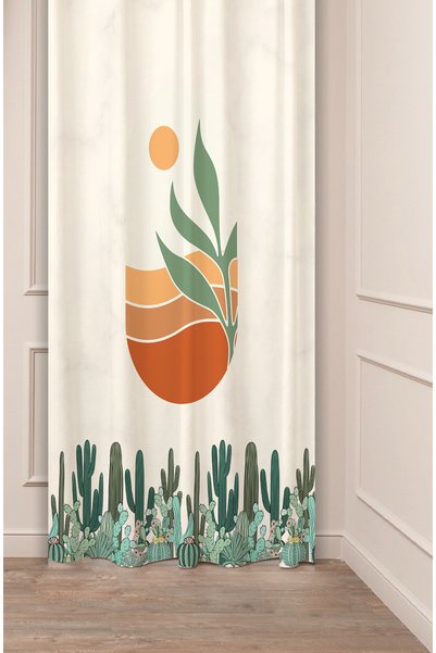 GREENDECOR Cactus, deșert, munte, soare, model cu frunze, model cu marmură, d...