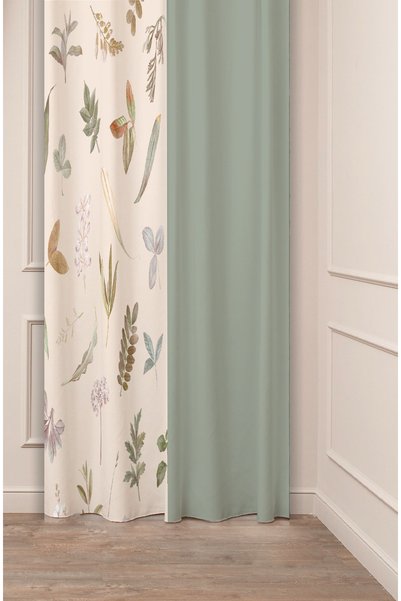 GREENDECOR Κουρτίνα φόντου με ψηφιακή εκτύπωση με μποέμ μοτίβο από φύλλα λουλ...