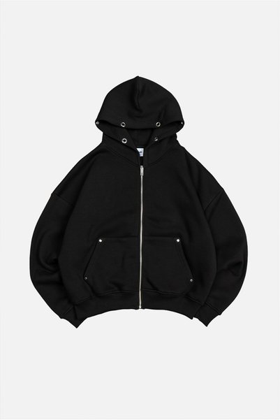 Crupt Studio Chaos Unit Siyah Boxy Crop Erkek Zip Hoodie Ceket