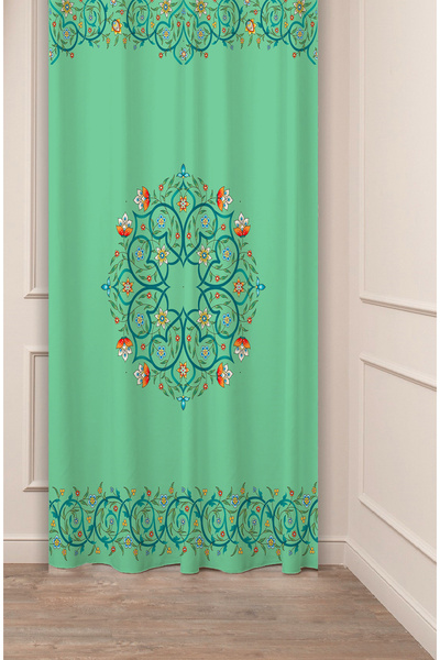 GREENDECOR Antique Flower Old Ethnic Line Patterned Special Design Digital Pr...
